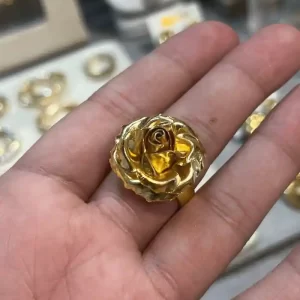 Anillo Bronce Oro Pequeño Flor